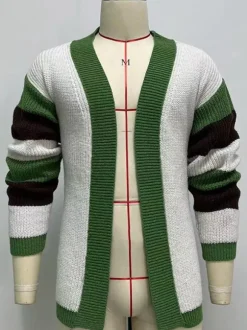 Cardigan Décontracté Pour Hommes Pulls Manches Longues Confortable Vert