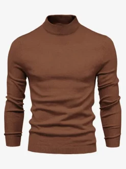 Cardigan Homme Pull Homme Tricot Col Montant Automne Bordeaux Abricot