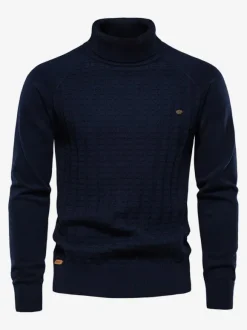Cardigan Homme Pull Homme Tricot Col Haut Hiver Gris Foncé