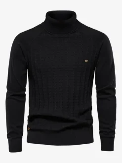 Cardigan Homme Pull Homme Tricot Col Haut Hiver Gris Foncé