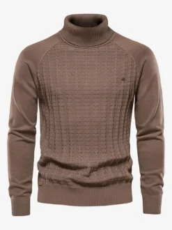 Cardigan Homme Pull Homme Tricot Col Haut Hiver Gris Foncé