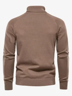 Cardigan Homme Pull Homme Tricot Col Haut Hiver Gris Foncé