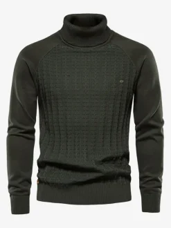 Cardigan Homme Pull Homme Tricot Col Haut Hiver Gris Foncé