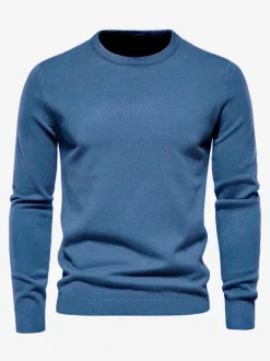 Cardigan Homme Pull Maille Col Rond Automne Printemps Marine Foncé Blanc