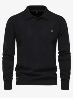 Cardigan Homme Pull Tricot Col Rabattu Hiver Noir Bleu