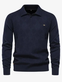 Cardigan Homme Pull Tricot Col Rabattu Hiver Noir Bleu