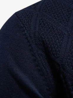 Cardigan Homme Pull Tricot Col Rabattu Hiver Noir Bleu