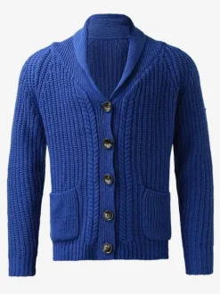 Cardigan Homme Pulls Simple Manches Longues Bleu