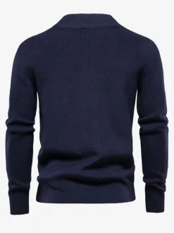 Cardigan Pour Hommes Pulls Confortables Manches Longues Marine Foncé Veste