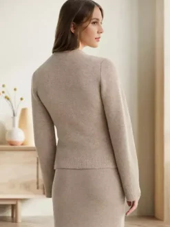 Cardigan tricoté à col ras du cou pour femme - Hauts décontractés pour le printemps 2026