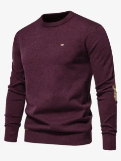 Cardigan Homme Pull Maille Col Rond Marron Foncé Gris Foncé