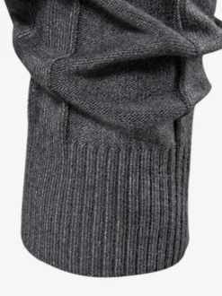 Cardigan Homme Pull Tricot Col Haut Hiver Café Marron Jaune