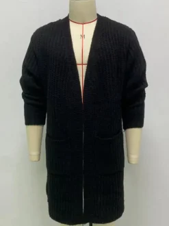 Cardigan Long Pour Hommes Pulls Décontracté Manches Longues Noir Café Marron