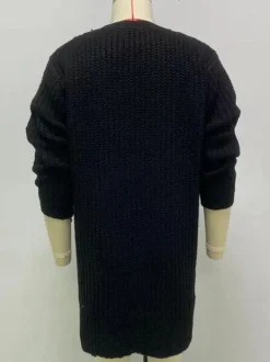 Cardigan Long Pour Hommes Pulls Décontracté Manches Longues Noir Café Marron
