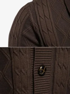 Cardigan Pour Hommes Pulls Confortables Manches Longues Café Marron Kaki Veste