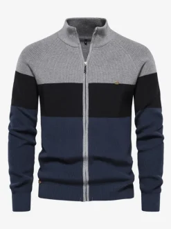 Cardigan Pour Hommes Pulls Décontracté Manches Longues Orange Marine Foncé Veste