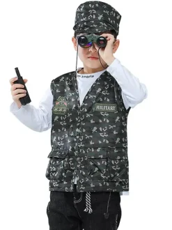 Carnaval armée enfants cosplay vert polyester ensemble enfants cosplay costumes Déguisements Halloween