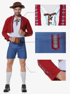 Carnaval Costumes Halloween Rouge Homme Style Européen Set Costumes de Fête
