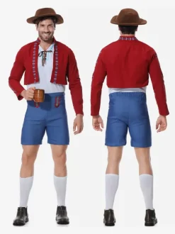 Carnaval Costumes Halloween Rouge Homme Style Européen Set Costumes de Fête