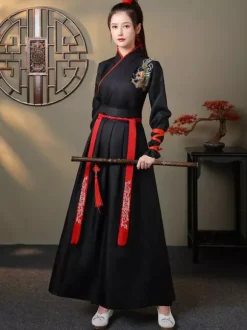 Carnaval Style Chinois HanFu Ensemble 3 Pièces Manches Longues Robe Polyester