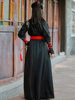 Carnaval Style Chinois HanFu Ensemble 3 Pièces Manches Longues Robe Polyester