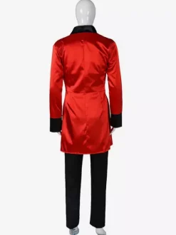 Carnaval Cirque Costume Magicien Rouge Hommes Pantalon Chemise Pardessus Ensemble Halloween Déguisement
