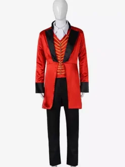 Carnaval Cirque Costume Magicien Rouge Hommes Pantalon Chemise Pardessus Ensemble Halloween Déguisement