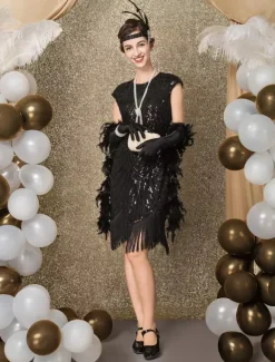 Carnaval Robe Gatsby Années 1920 Paillettes Franges