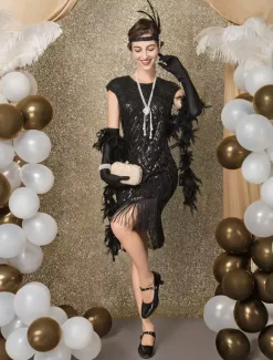 Carnaval Robe Gatsby Années 1920 Paillettes Franges