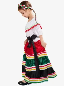 Carnaval Robe Traditionnelle Mexicaine pour Filles Robe de Danse Folklorique Halloween