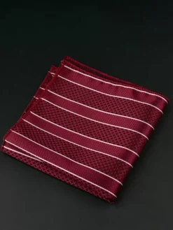 Carré de Poche Accessoires costume pour hommes Chic Polyester Rayures Rouge