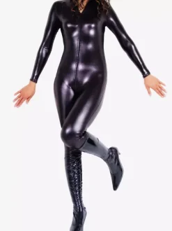 Catsuit métallique noir brillant Déguisements Halloween