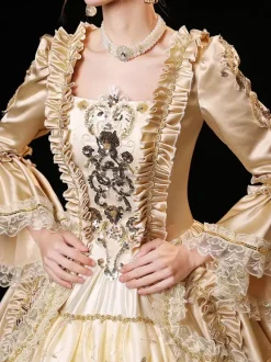 Champagne Rétro Costumes Robe Pour Femme Style Vintage Européen Marie Antoinette Costume Robe De Bal Robe De Soirée Médiévale