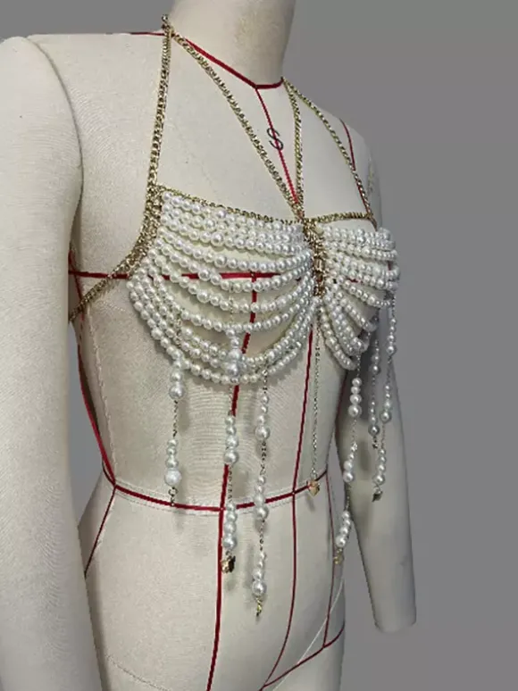Chaîne de corps en perles haut ras du cou sexy pour femme 2026