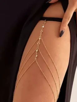 Chaîne de cuisse à breloques bikinis superposés de perles de cristal chaînes de jambes de plage