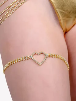 Chaîne de cuisse en forme de c艙ur chaîne de jambe élégante en cristal scintillant