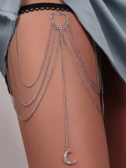 Chaîne de Jambe C艙ur Lune Accessoires Métal Bijoux Femme Adulte