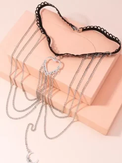 Chaîne de Jambe C艙ur Lune Accessoires Métal Bijoux Femme Adulte
