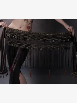 Chaîne de taille de danse du ventre pour adulte frange rouge accessoire d'halloween en Polyester Costume de spectacle Sexy pour femmes