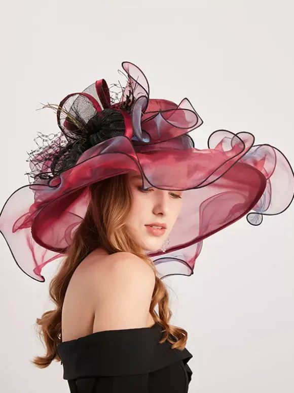 Chapeau d'église en organza pour femme chapeau bibi à fleurs en maille