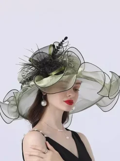Chapeau d'église en organza pour femme chapeau bibi à fleurs en maille