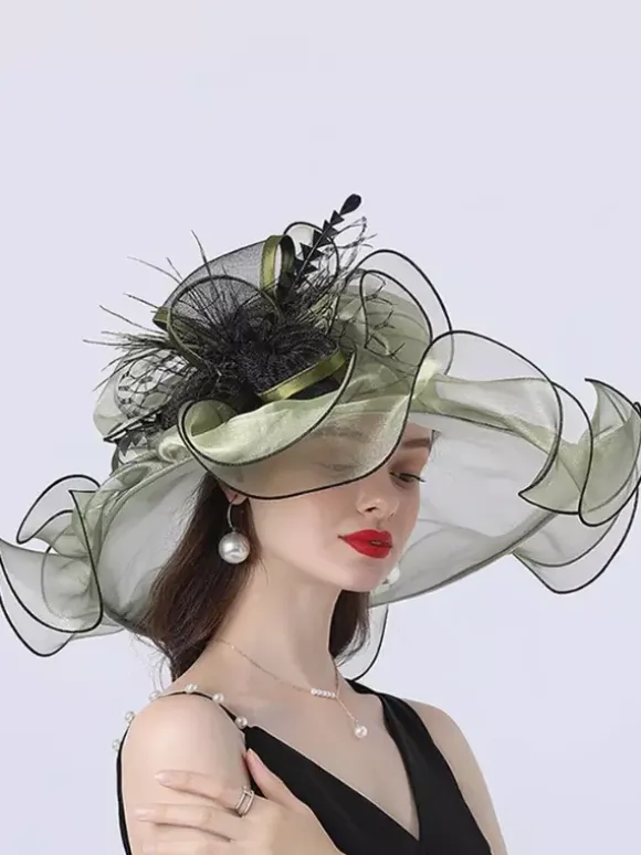 Chapeau d'église en organza pour femme chapeau bibi à fleurs en maille