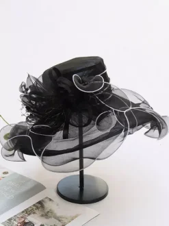 Chapeau d'église en organza pour femme chapeau bibi à fleurs en maille