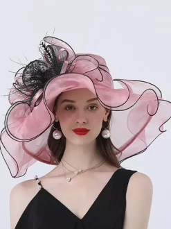 Chapeau d'église en organza pour femme chapeau bibi à fleurs en maille