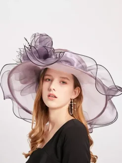 Chapeau d'église en organza pour femme chapeau bibi à fleurs en maille