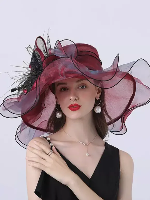 Chapeau d'église en organza pour femme chapeau bibi à fleurs en maille
