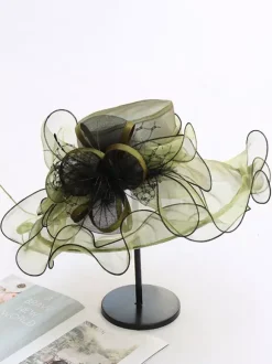 Chapeau d'église en organza pour femme chapeau bibi à fleurs en maille