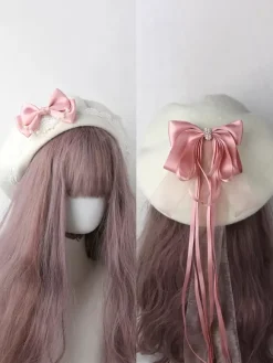 Chapeau Lolita doux bleu ciel clair n艙uds volants accessoire bloc de couleur polyester accessoires Lolita