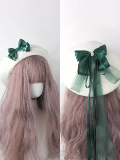Chapeau Lolita doux bleu ciel clair n艙uds volants accessoire bloc de couleur polyester accessoires Lolita