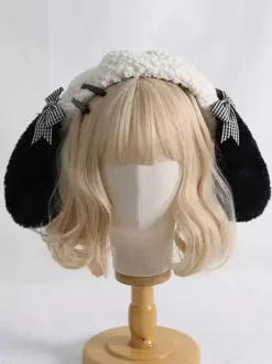 Chapeau Lolita doux écru n艙uds blancs accessoire polyester accessoires Lolita